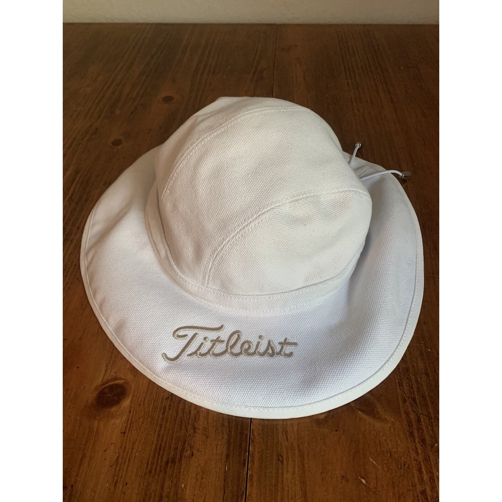 Titleist Golf Full Brim Ladies Sun Hat Adjustable UV Beige White Womens